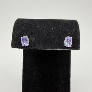 NWOT genuine 5x7 oval cut, faceted tanzanite stud earrings in sterling silver!